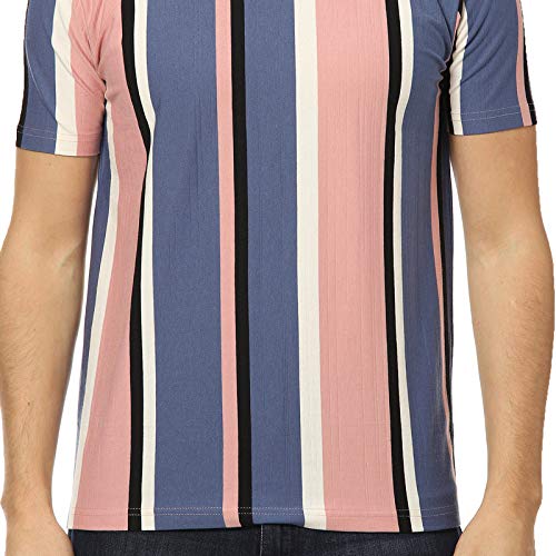 Image of CAHOOT Men's Blue and Mint Ombre Henley Neck Short Sleeve Regular Fit T Shirt for Regular Wear
