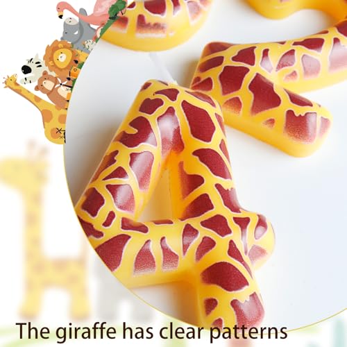 Funcandle Giraffe Birthday Candles Number 1, Realistic Giraffe Printing Birthday Number Candles,Jungle Animals Themed Candle Cake Boys And Girls Anniversary Party Supplies thumb #5