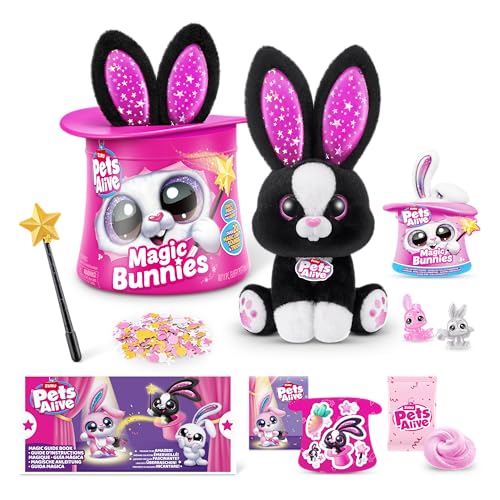Pets Alive Magic Bunnies de ZURU Juguete mágico Interactivo Sorpresa para desempaquetar electrónico de Peluche (Black)