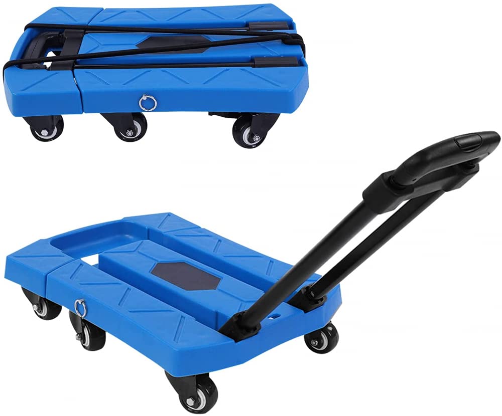 NOVSKI Carrello Pieghevole, Portata 400 kg Carrello portabagagli Portatile a 6 Ruote con Maniglia Regolabile per Magazzino e Fabbrica