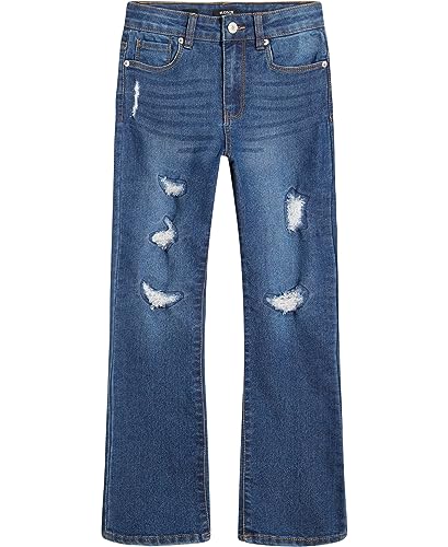 HUDSON Girls' Stretch Denim Jeans, Bell-Bottom Style Pants with Flared Legs, Midnight Wash, 12