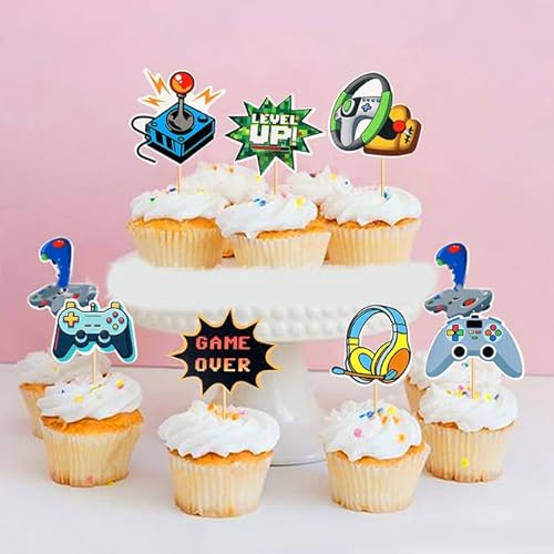 Nenluny NEN23032408 32Pcs Video Game Cake Toppers 8 Styles Video Game Party Cupcake Picks Decorations thumb #3