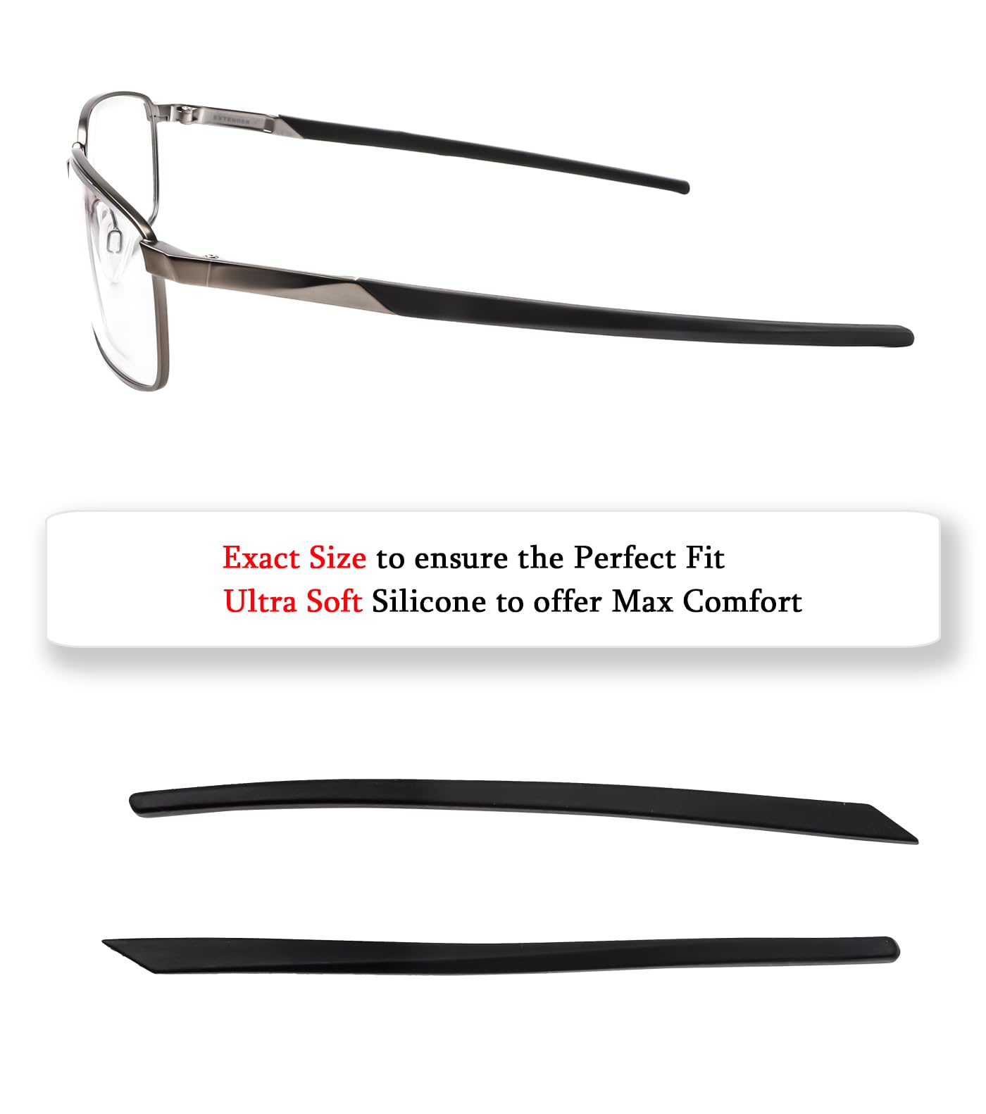 2 paia di gommini di ricambio per montatura occhiali Oakley Extender OX3249, colore: nero