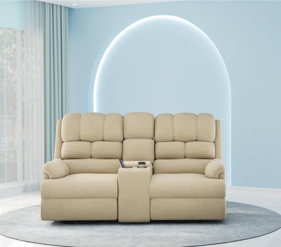 Image of The Sleep Company 2-Seater Luxe Motorised Recliner Sofa | Patented SmartGRID Technology | Superior Seat Comfort | Cupholders & 25L Storage | Charging Ports | Beige | Free Installation