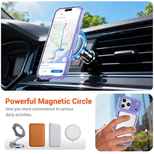 Image of SUPFINE Magnetic for iPhone 17 Pro Case Purple | (Compatible with MagSafe)(Military Grade Drop Protection)(Camera Protection)Translucent Matte Phone Cover