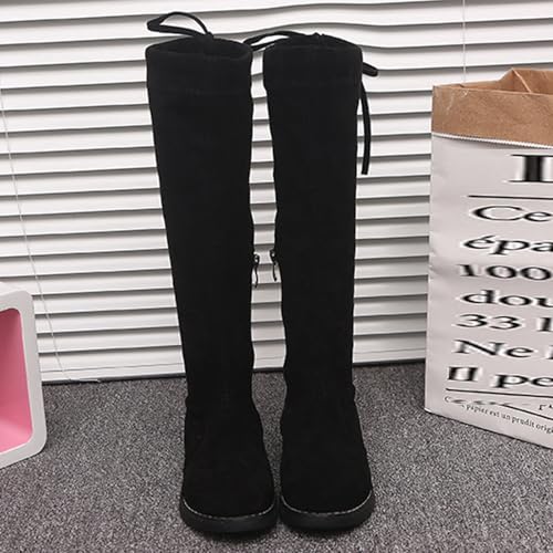 Girls Knee High Boots Winter Flocked Back Lace-Up Boots Side Zipper Fashion Little Kid/Big Kid Boots4