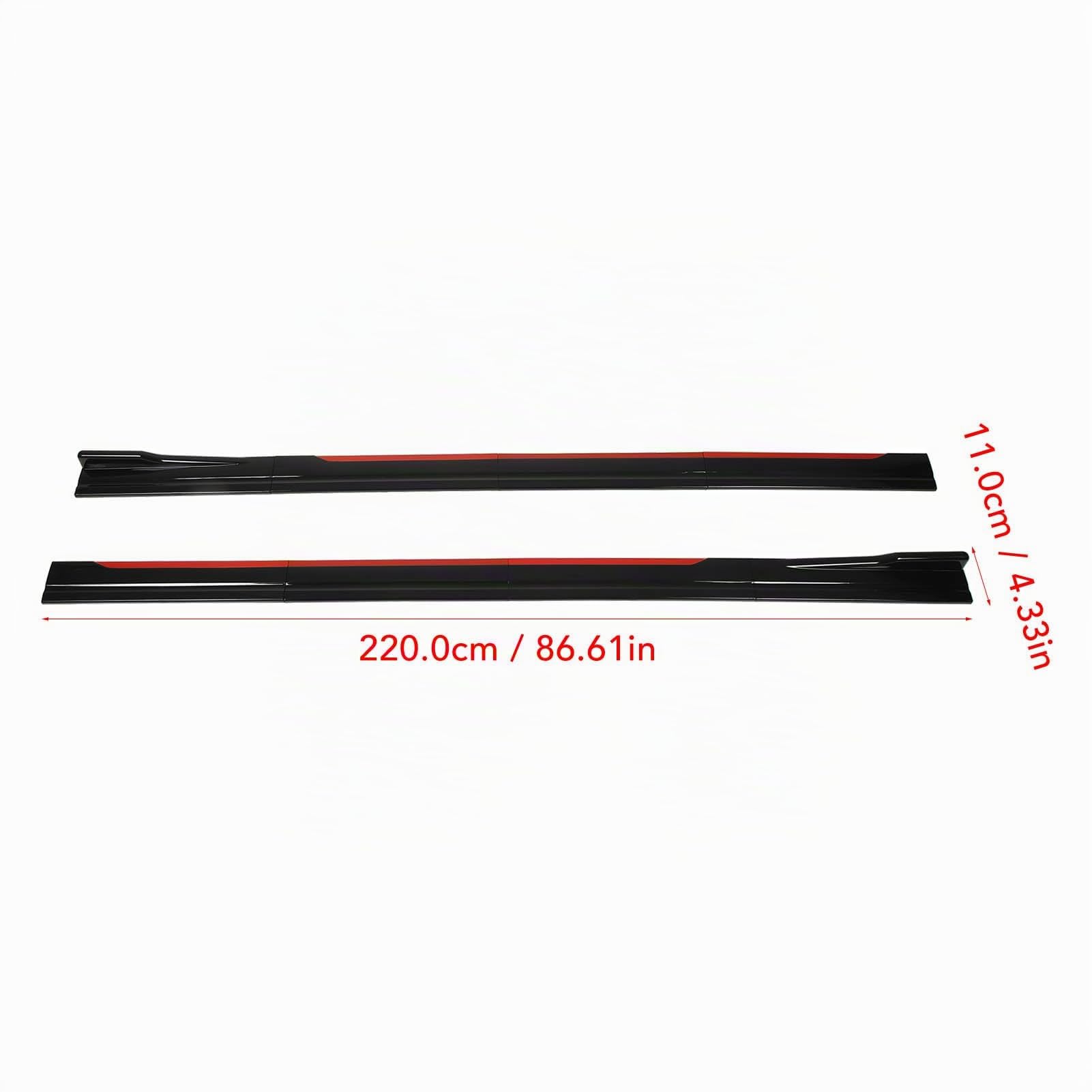 Pilipane Minigonne Laterali per Auto in Stile Sportivo, Miglioramenti Aerodinamici E 8 Pezzi Universali con Finiture in Nero Rosso Brillante, Alette Diffusore, Accessori Esterni per Auto