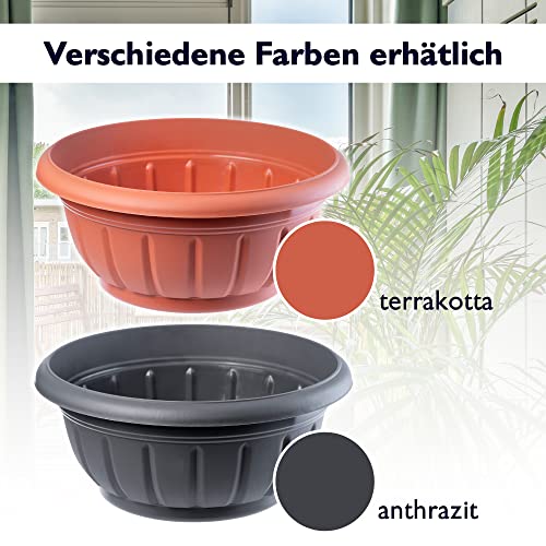 KADAX Blumenschale, runde Pflanzschale, Pflanzkübel aus Kunststoff, wetterfester Blumenkübel für Außen, Blumen, Pflanzen, Garten, Balkon… – Ansicht 4