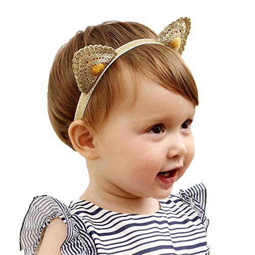 Headpiece For Baby Girl Hair Accessories Super Elastic Headband Lace Fashion Hair Decoration for Newborn Cute Cat Ear Hair Band for Toddler Infant