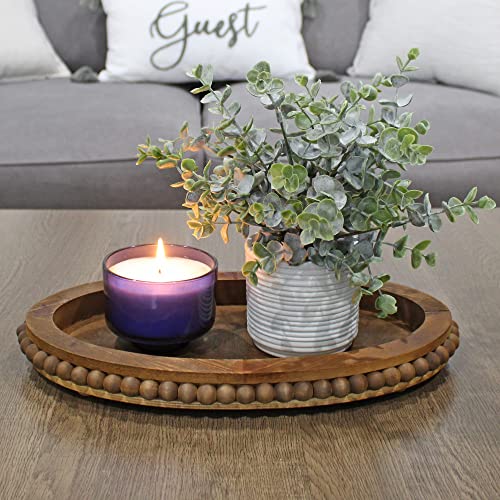 Auldhomedesignwoodbeadedtraystainedwooddecorativefarmhousestyleovalwoodentray Urban Country Home Decor Auldhome design wood beaded tray stained wood decorative farmhouse style oval wooden tray urban country home decor