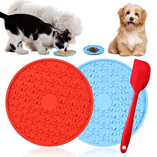 2 Piezas Alfombrilla de alimentación, Alfombrilla para lamer, Silicona Almohadilla Lamer, Almohadilla Lamer Alimentación Lenta, Almohadillas Lamer con Ventosa, Apto para Perros y Gatos Cover