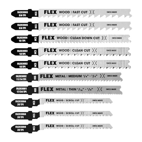 FLEX 10-Piece T-Shank Jigsaw Blade Set - FAM20301-10