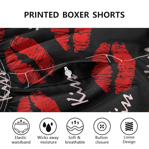 ALAZA Sexy Red Lips Kiss Print Underwear Man Men's Boxer Briefs Soft & Breathable Cotton Panties, S3