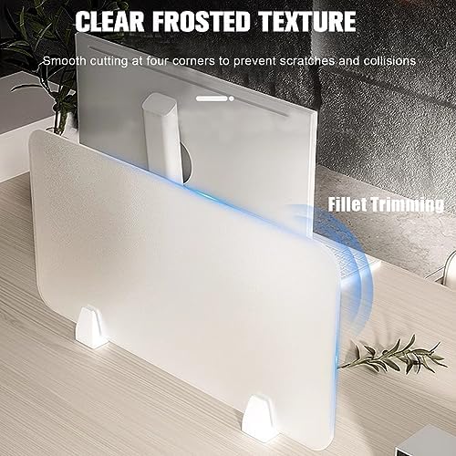 Portable Acrylic Privacy Screen - Free Standing Desk Divider for Home & Office - Visual Distractions Panel for Tabletop Workstation Partitions