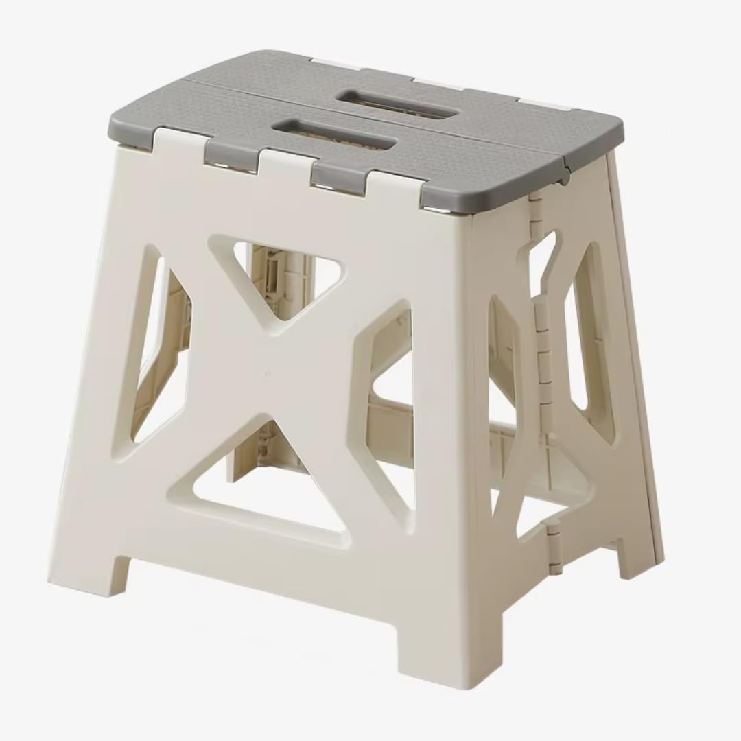 VTH Foldable Plastic Stool | Lightweight Portable Step Stool for Adults & Kids | Strong Durable Folding Stool for Kitchen Bathroom Office Garden Outdoor Use | Anti-Slip Space Saving Design (Medium)-image-12