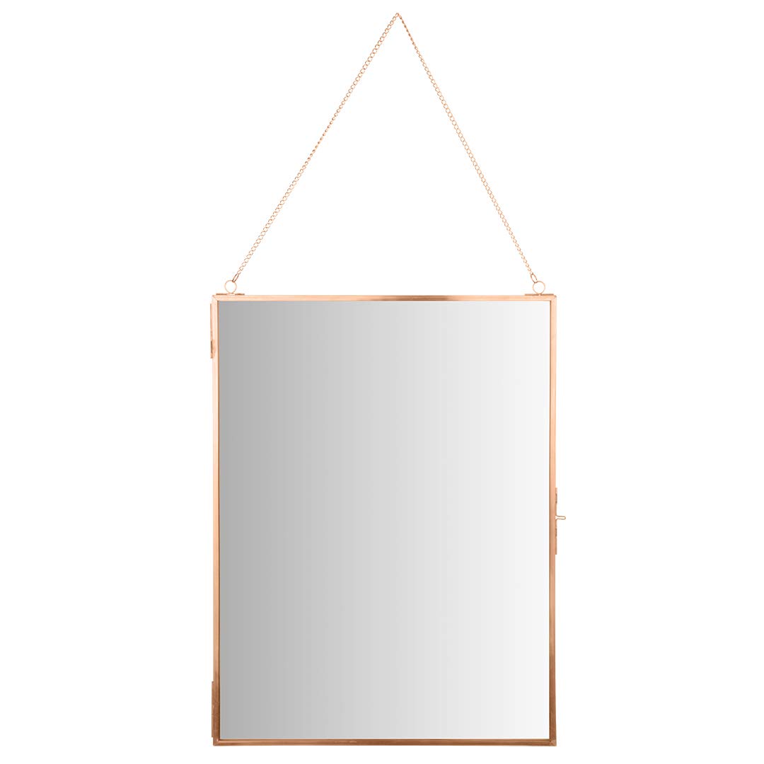 Koyal Wholesale Modern Rose Gold Frame Mirror for Wall, Large 12x16 Inch Hanging Rectangle Wall Mirror Photo Cabinet with Lock, Rectangle Mirrors for