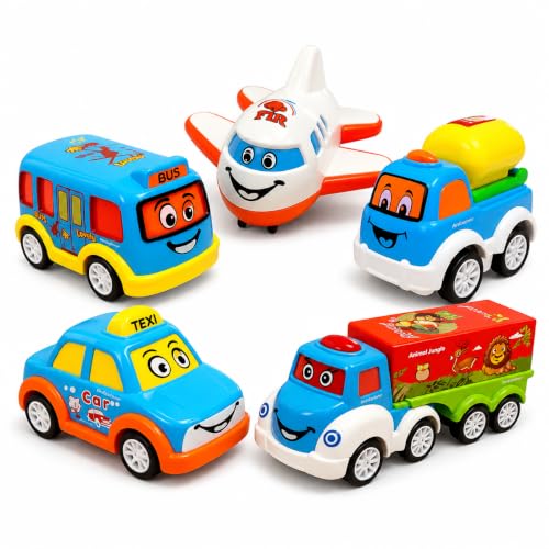 Image of MiniExplorer Unbreakable Pull Back Vehicles| Push and Go Crawling Toy for Kids & Children, Power Friction Cars for 3+ Years Old Boys|Girls - Set of 5,Multicolor