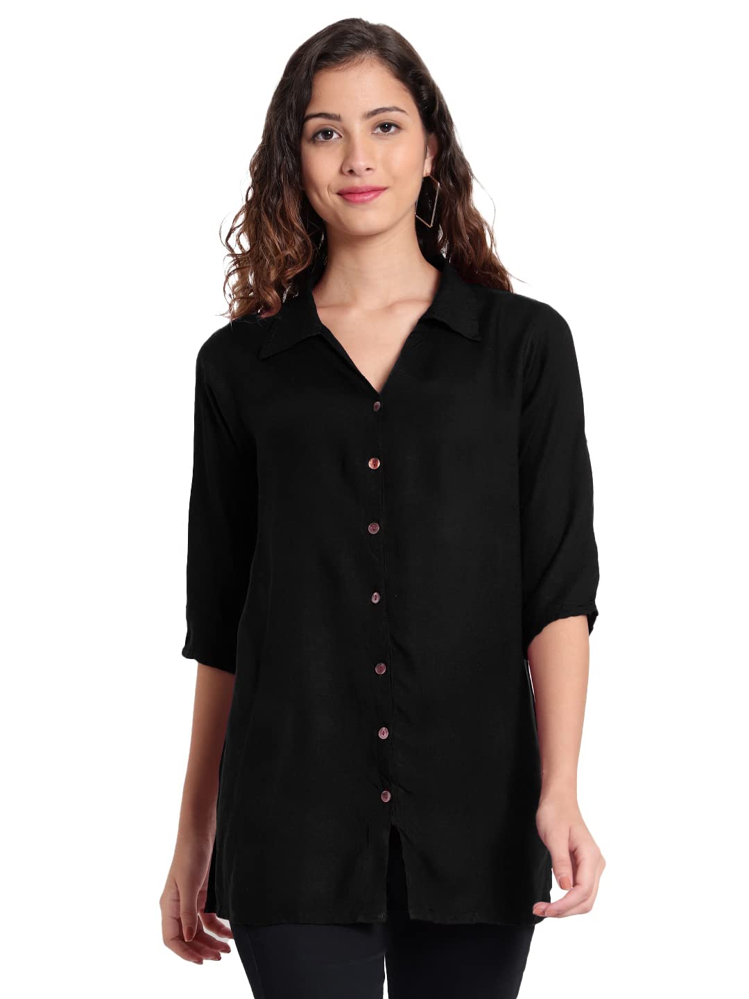 indietoga Women's Solid Rayon Longline Casual Shirts (Small to Plus Sizes 7XL)-picture-35