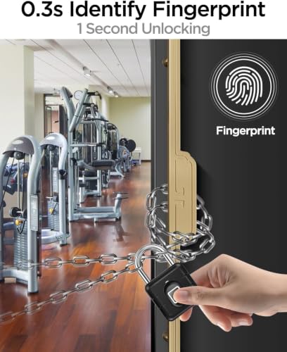 Image of DOCOSS Smart Biometric Padlock, Fingerprint Door Lock, Small Waterproof Lock for Suitcase,Home, Office, Gym Locker, Gate