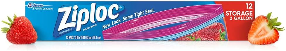 Ziploc Storage Bags, Jumbo 2 Gallon Size (12 Bags)