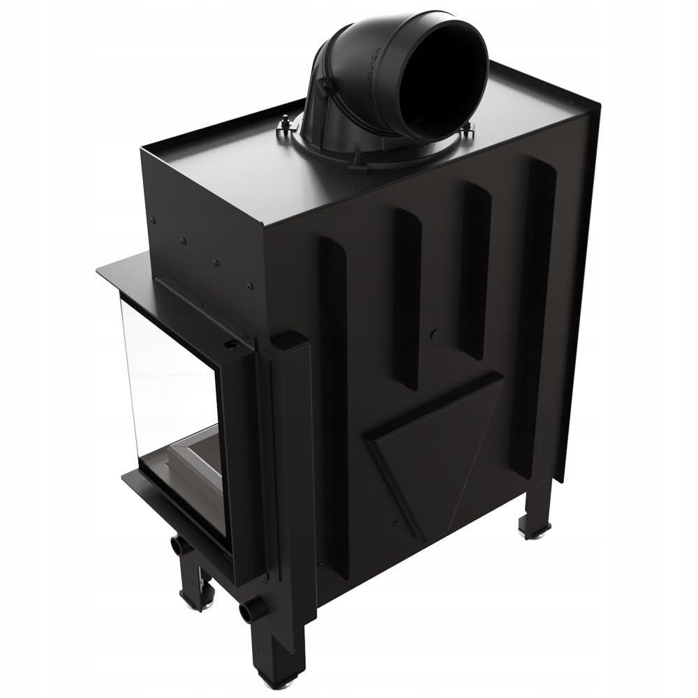 KRATKI Inserto per camino in acciaio a legna FLOKI 10 kW Ø200 destro A+ 12 | Acciaio nero, efficienza 83,6%, classe A+. Ecodesign, BImSchV 2; per recupero calore.; combustione efficiente; M destra fi