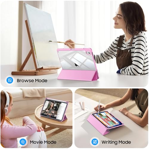 Fintie Hybrid Slim Case for iPad (A16) 11th Generation 11 Inch (2025), iPad 10th Generation 10.9 Inch (2022) - Shockproof Cover with Clear Transparent Back Shell & Pencil Holder, Lilac Pink by FINTIE - Image 3