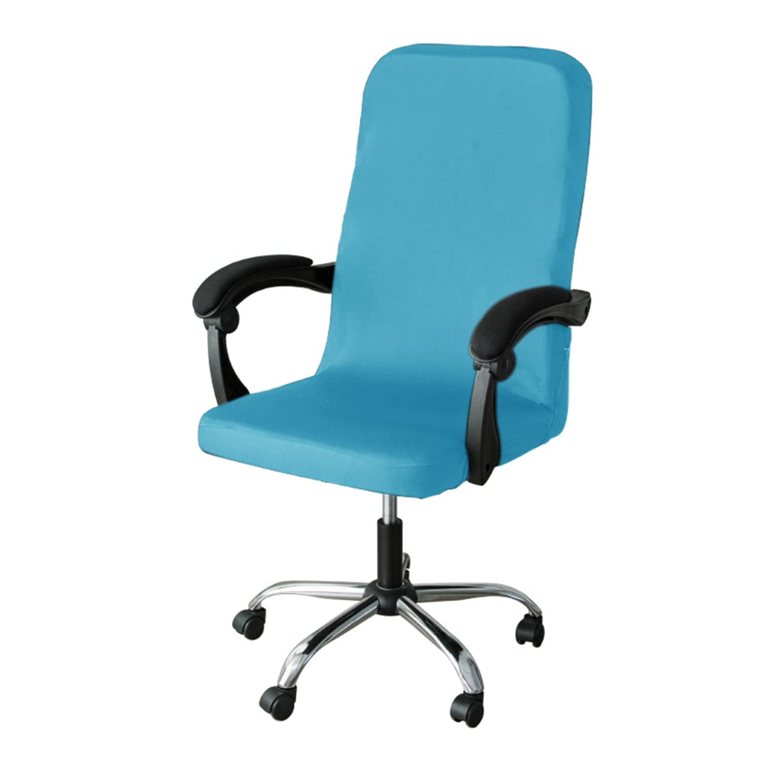 GUYIRT Funda De Silla De Oficina Lavable Universal Oficina Cubierta De La Silla Estiramiento Antipolvo Funda Silla Giratoria Funda para Silla De Oficina -Azul-A-Medio