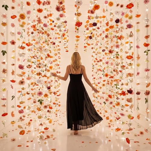 Suncalla 6 Pack 35.4ft Fake Flower Garland Backdrop with LED Lights Hanging Wildflower Floral Vine Decorations for Wedding Bridal Shower Birthday Baby Shower Party Backdrop(Vivid,Multicolor) by Suncalla - Used condition - Image 8