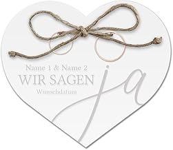 Acrylic Glass Ring Cushion Personalised for Wedding Registry Office with Laser Engraving with Individual Name and Date Small and Modern - We Say Yes