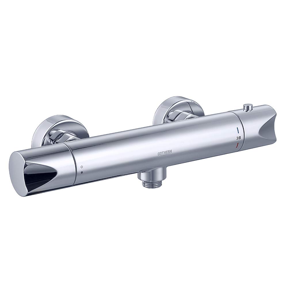 Gothern Chrome Thermostatic Shower Bar Mixer, Exposed Anti-Scalding Constant Temperature Thermostatic Shower Valve (Chrome)