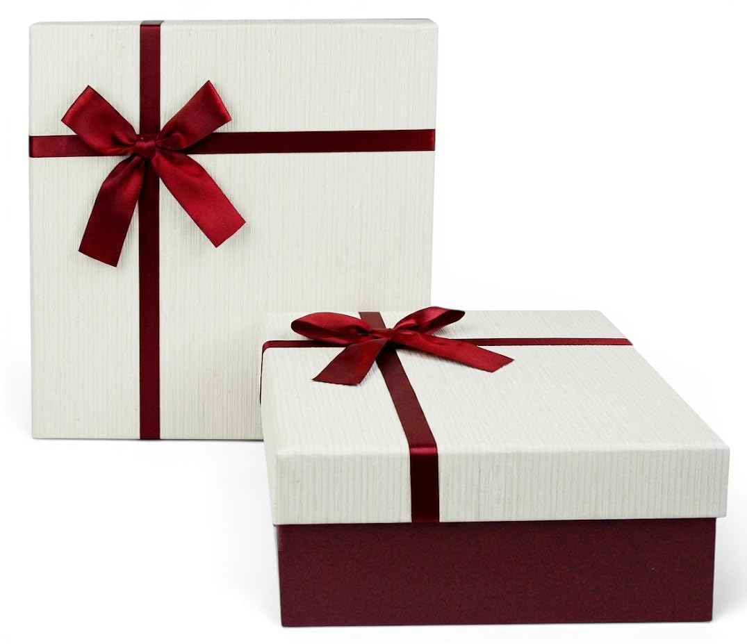 Boîte cadeau rigide bordeaux et crème pour emballer facilement - 8