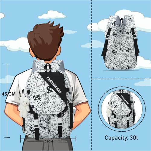 Image of Tinytot 30 Litre Japanese Korean Style School Bag Water-Resistant Laptop & Travel Backpack - Unisex Large 18 Inches Multipurpose Student Backpack for Boys & Girls, Men & Women