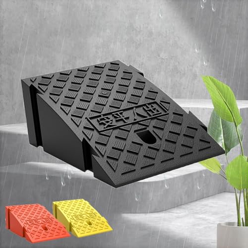 Rampa para Entrada, Rampa Portátil para Auto, Rampa de Entrada de Goma para Bordillo, Rampa Umbral Ensamblable con Estructura Estable en Rejilla, Altura de Elevación 6in (Negro, 25 x 45 x 19 cm) miniatura 1
