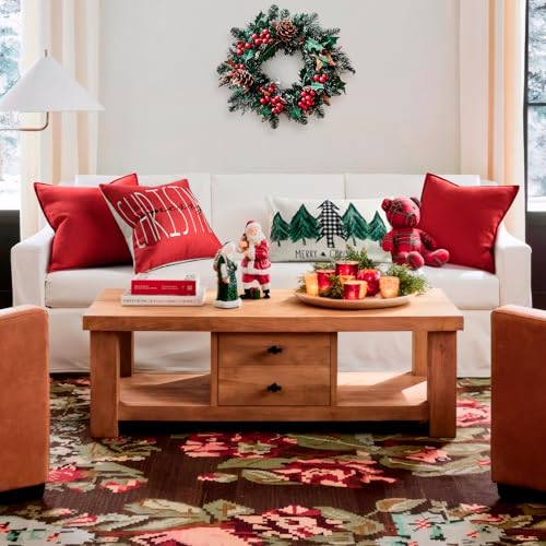 ZWJD Christmas Red Pillow Covers 20x20 Set of 2 Chenille Throw Red Cushion Covers with Elegant Design Soft and Luxurious Decorative Pillows for Couch, Bed, and Christmas Decor