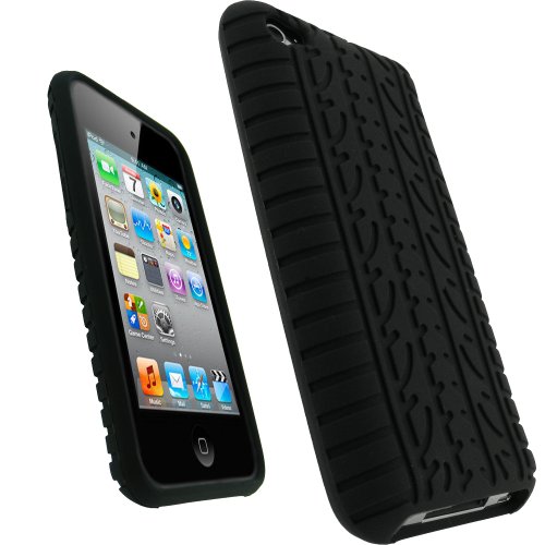 Ipod Touch igadgitz U0672 Case Silicona Funda Neumático Compatible con Apple iPod Touch de 4ª Generación - Negro