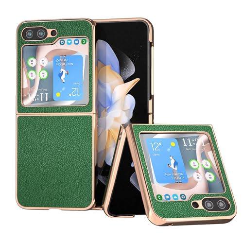 Coque Samsung Z Flip 5 évite les rayures grâce au cuir véritable rigide antichoc