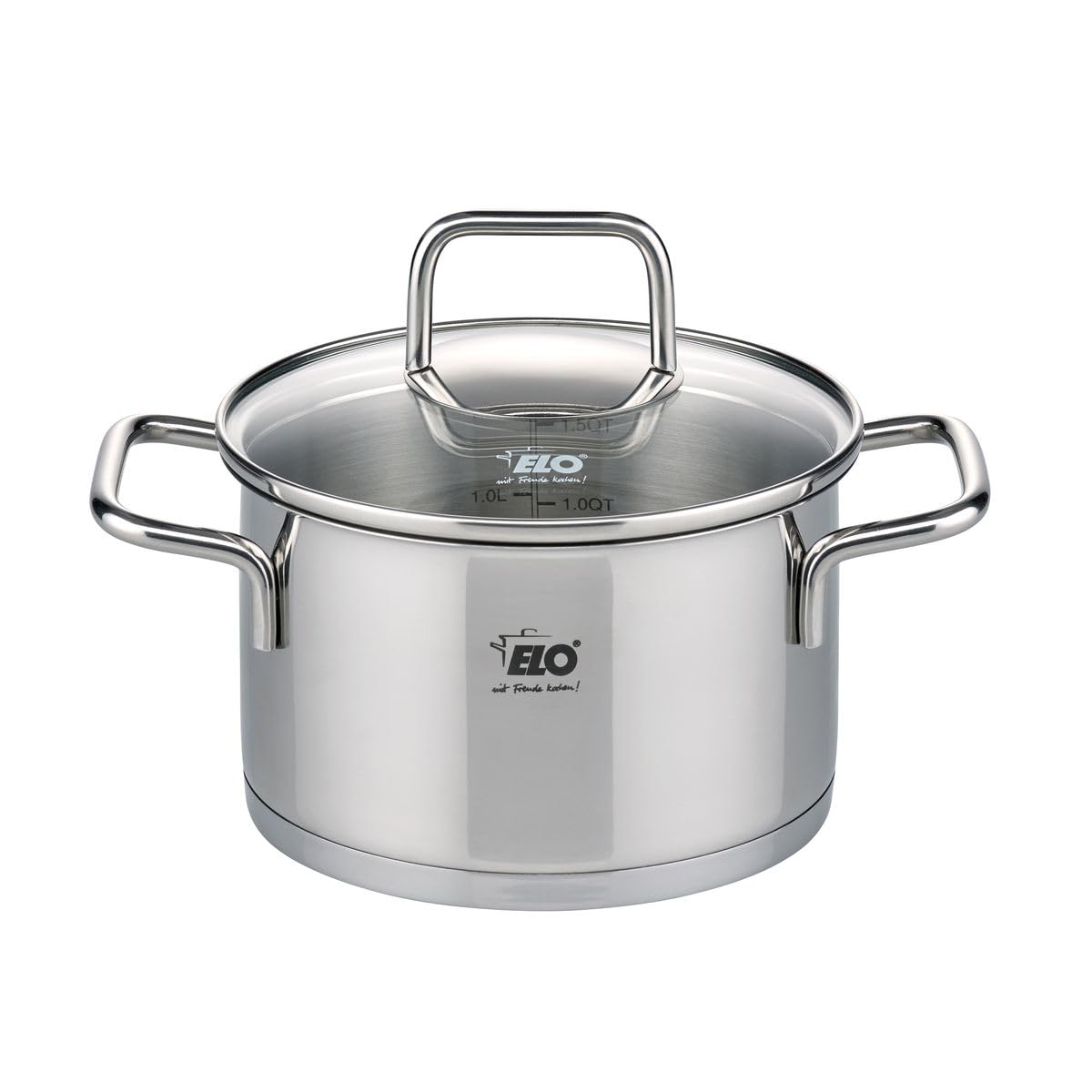 Elo Faitout inox 18/10 20 cm avec couvercle verre induction