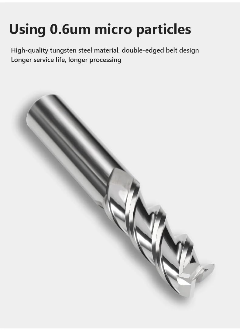 Fresas de metal duro， Fresa de carburo de tungsteno de 3 ranuras, herramienta CNC de 1 a 20 mm HRC55 for aluminio, fibra de vidrio y cobre(8x30x8x75)