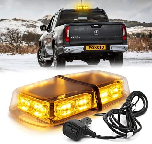Vehicle Strobe Light Bar Xprite 72 LED Rooftop Beacon Strobe Light - Amber White Emergency Warning Light For Vehicles Vehicle Rooftop Emergency Lights - Foto 4
