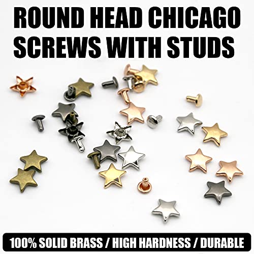 Inknote 250 Sets 5 Colors Metal Star Rivets Five-Pointed Star Nails Garment Rivets Leather Tacks Studs And Spikes For Clothing Bags Belts Dog Collar Shoes Diy Leather Craft Accessories #TOP6