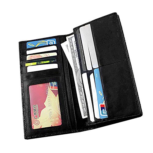 Mens Biker Genuine Leather Long Card Holder Wallet Purse With Anti Theft Pants Key Chain3