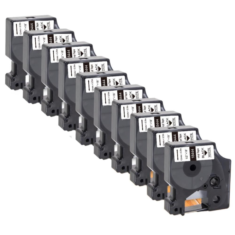 Cartuccia nastro per etichette nero su bianco da 12 mm, confezione da 10, compatibile con i modelli 4200, 5000 e 5200