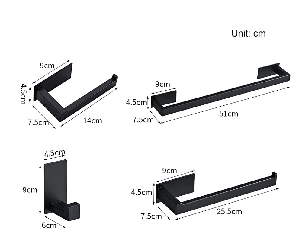 Juego de Accesorios para baño Negro Gancho para Bata Toallero Barra Estante Barra Estante Soporte para Papel de Seda Soporte para Cepillo de Dientes Accesorios de baño, B Soporte para Papel