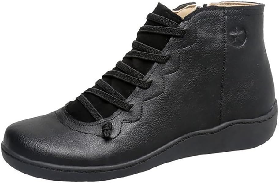 Women PU Leather Comfortable Combat Waterproof Ankle Boots Warm Fur Snow Slip On Classic Mid-calf Fur Lining Fashion Multiple Colors Winter Boots