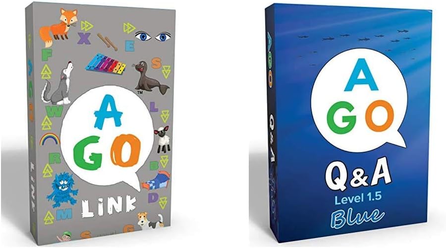 AGO Link English Word Marker, Card Game & Q&A, Blue, Level 1.5, English Card Game Buy Set
