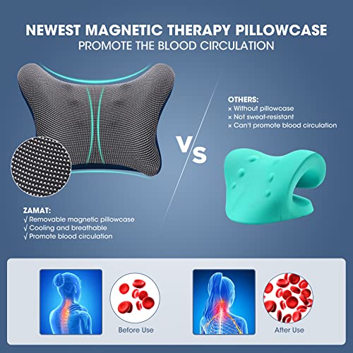 Image of ZAMAT Neck and Shoulder Relaxer with Magnetic Therapy Pillowcase, Neck Stretcher Chiropractic Pillows for Pain Relief, Cervical Traction Device for Relieve TMJ Headache Muscle Tension Spine Alignment