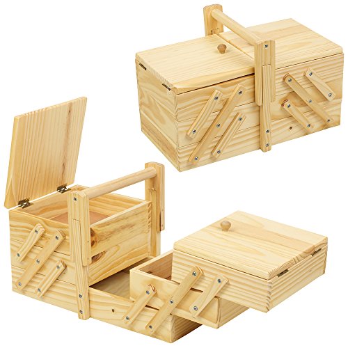 Wooden Sewing Box, 30 x 15.5 x 19 cm