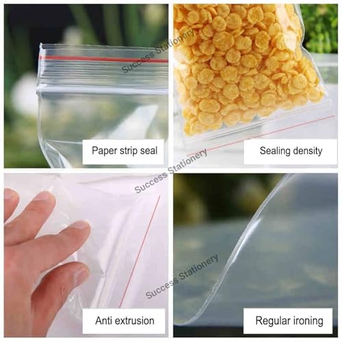 Image of Success Stationery Zip Lock Bags 2 inchx3 inch 300 Pcs - Reusable Transparent Ziplock Pouch for Medicine, Jewellery, Earrings, Pills & Coins - Thick Resealable Zipper Cover