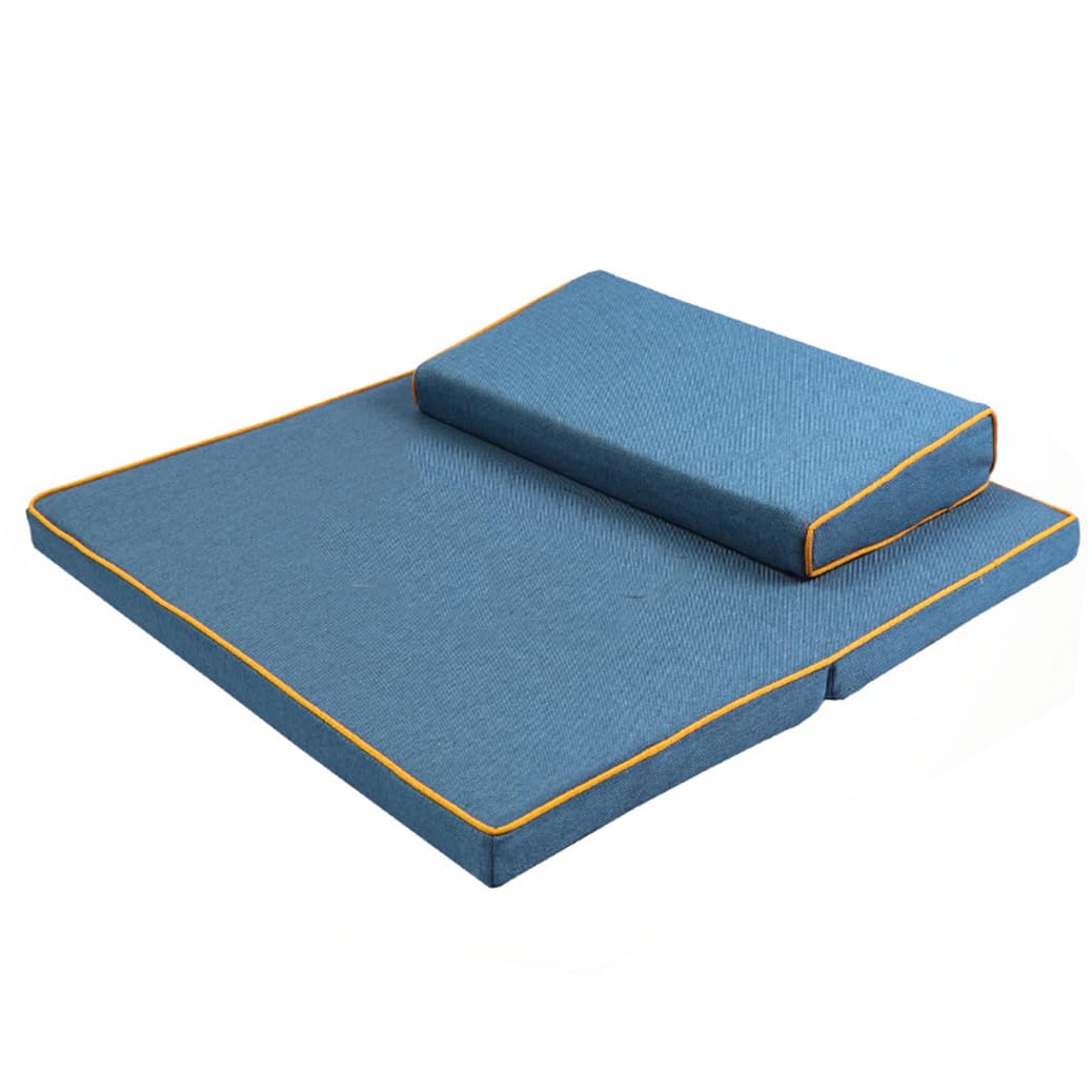 Cojín cuadrado para meditación, cojín de meditación, juego de alfombrillas de meditación, cojín de yoga para yoga, almohada de suelo transpirable japonesa Tatami, color azul, 80 cm