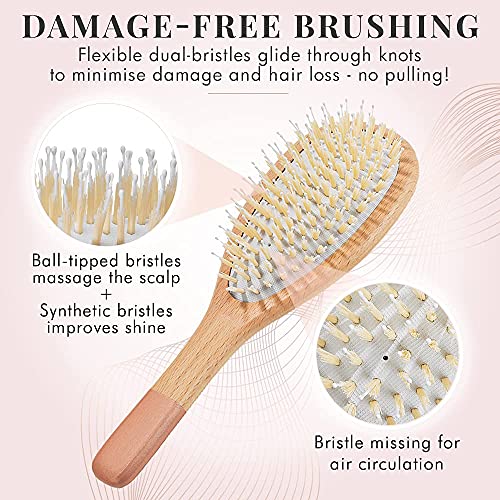 Wooden Hair Brush, Paddle Brush For Women With Soft Bristles - Sustainable Beech Detangling Hairbrush For All Hair Types By Lily England (Rose Gold) #TOP4